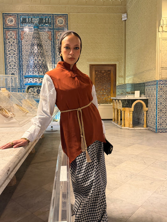 Orange Andalusia Chiffon Top