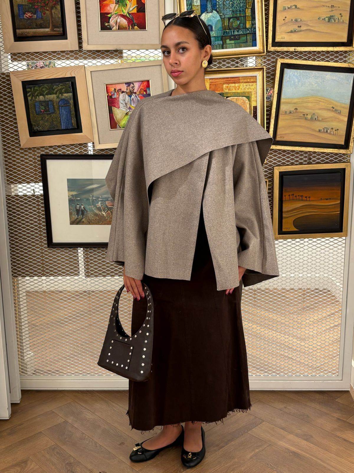 Grey Wool Scarf-Cape