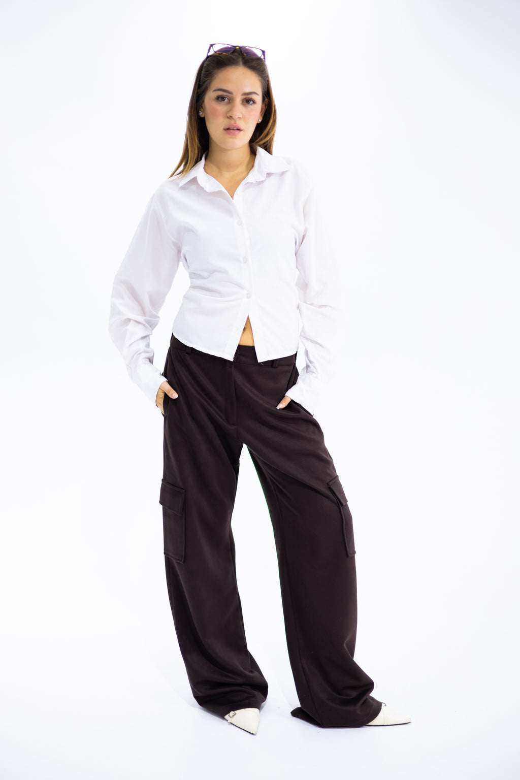 Soft Suede-Look Cargo Pants