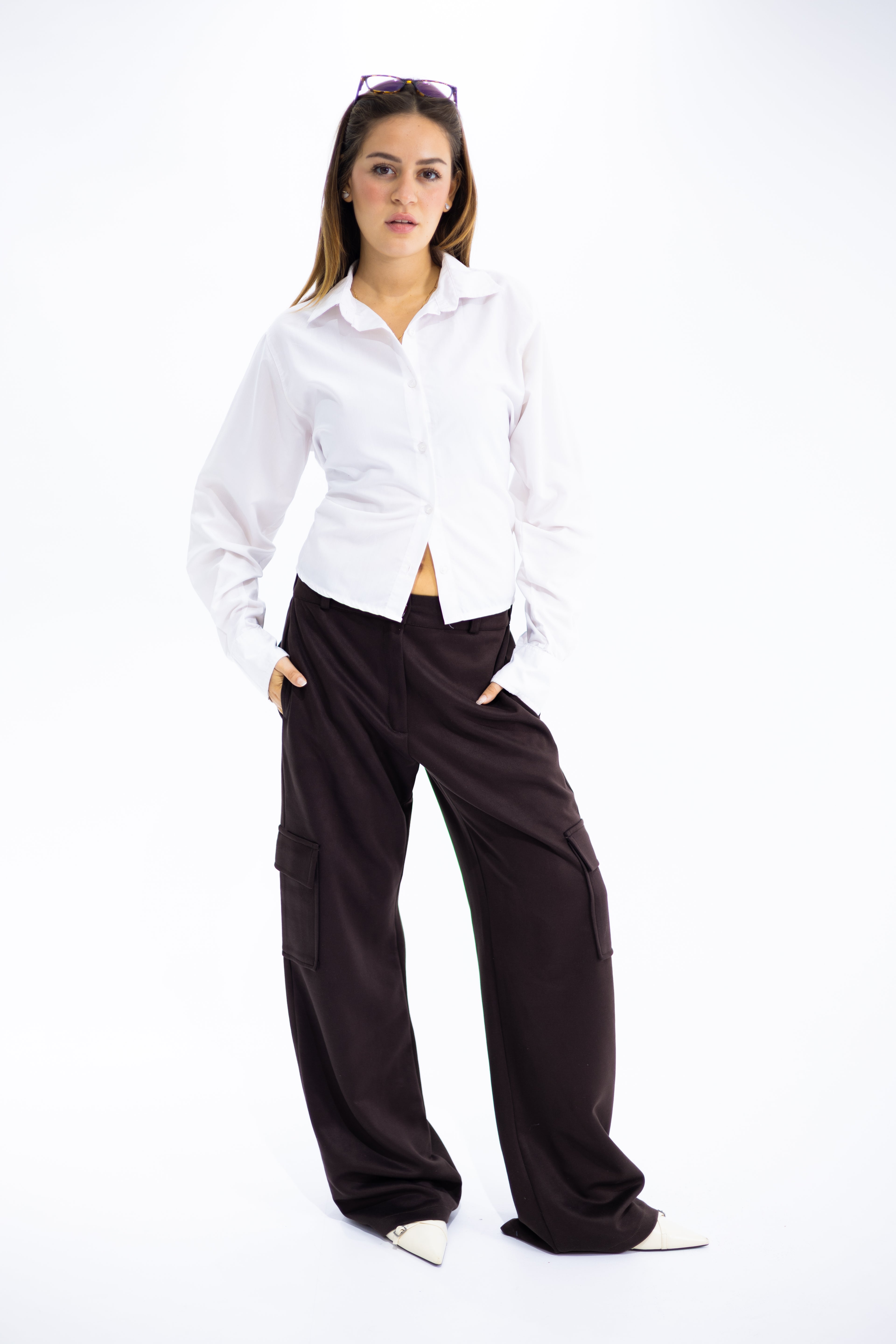 Soft Suede-Look Cargo Pants