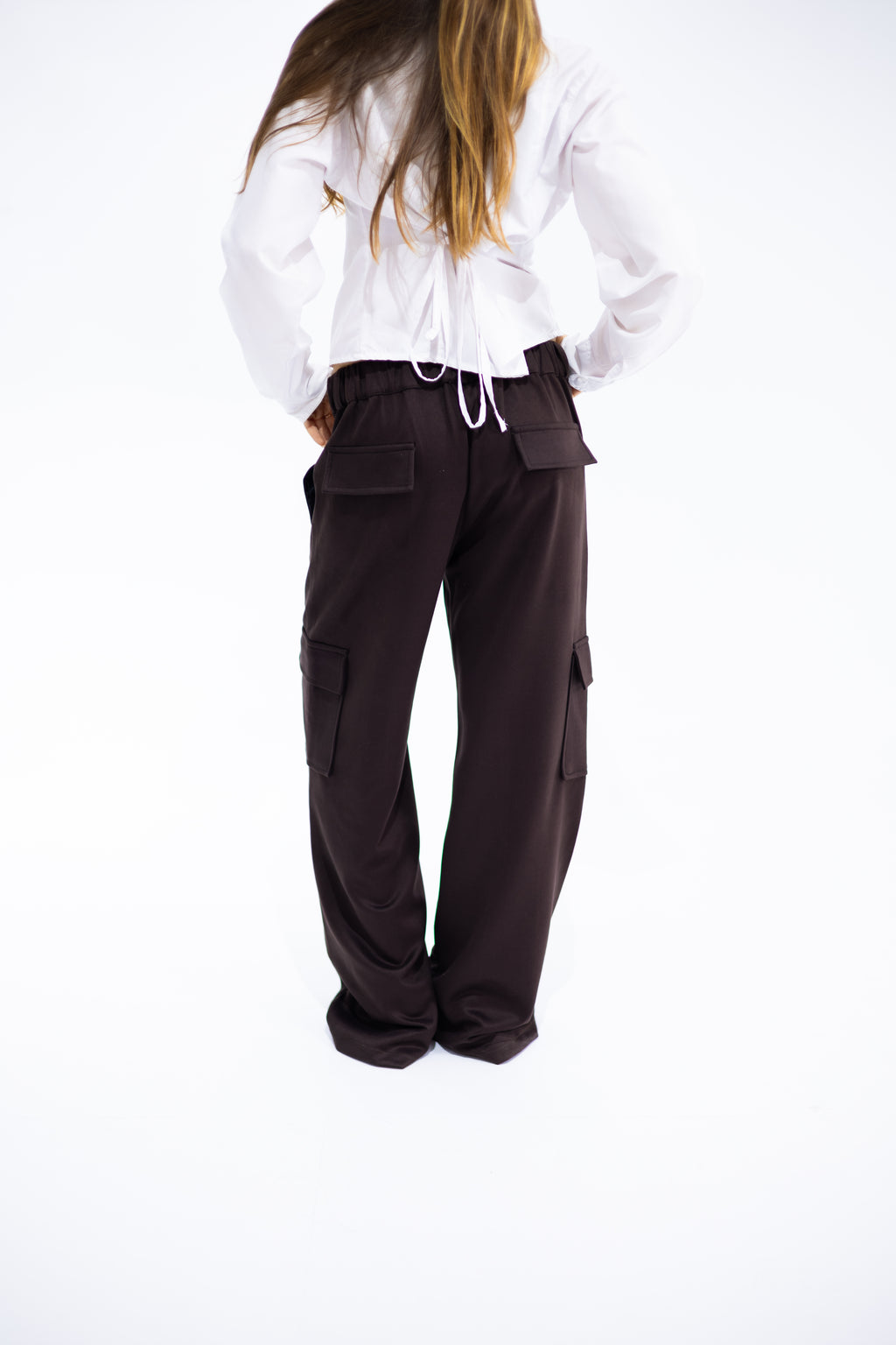 Soft Suede-Look Cargo Pants