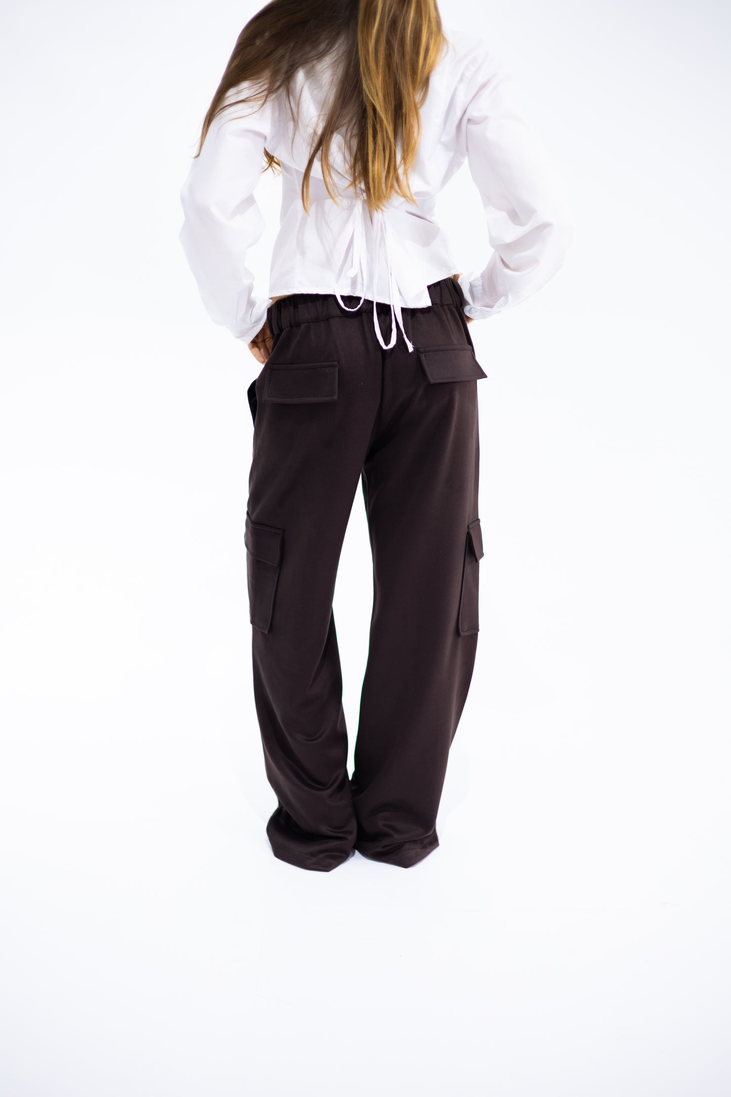 Soft Suede-Look Cargo Pants