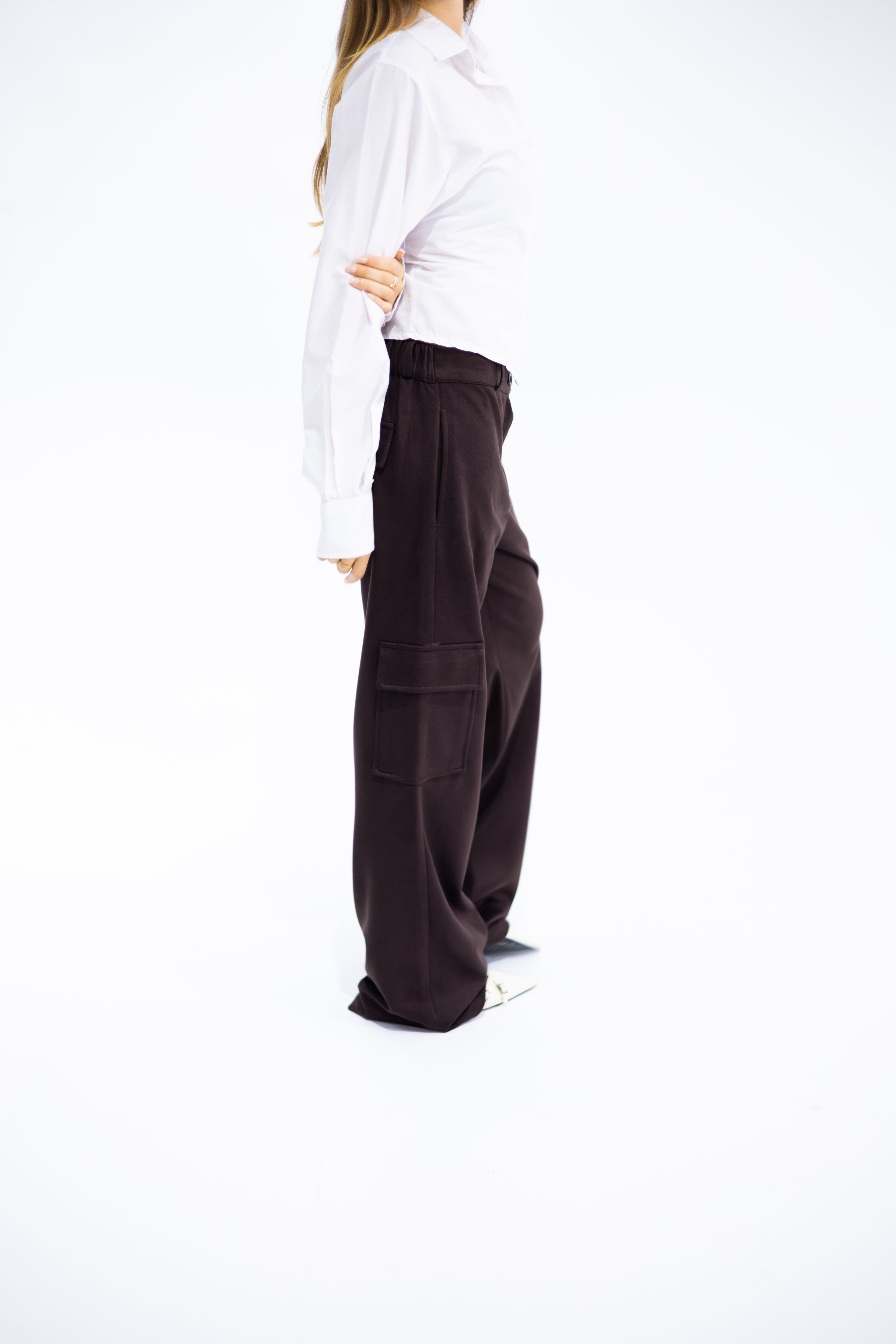Soft Suede-Look Cargo Pants