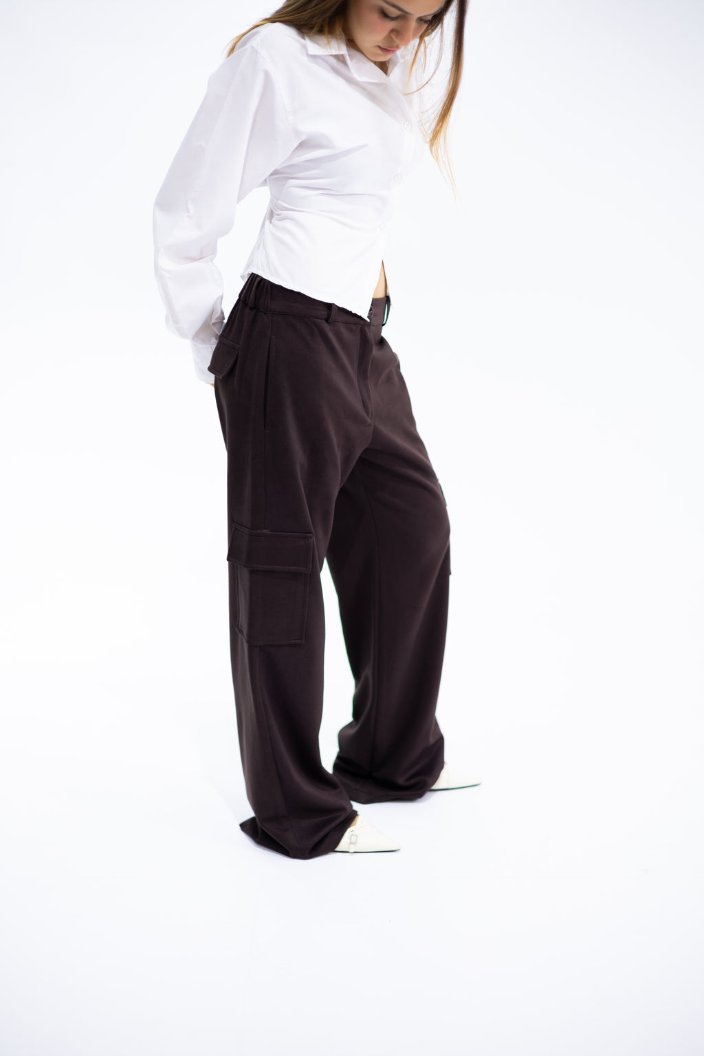 Soft Suede-Look Cargo Pants