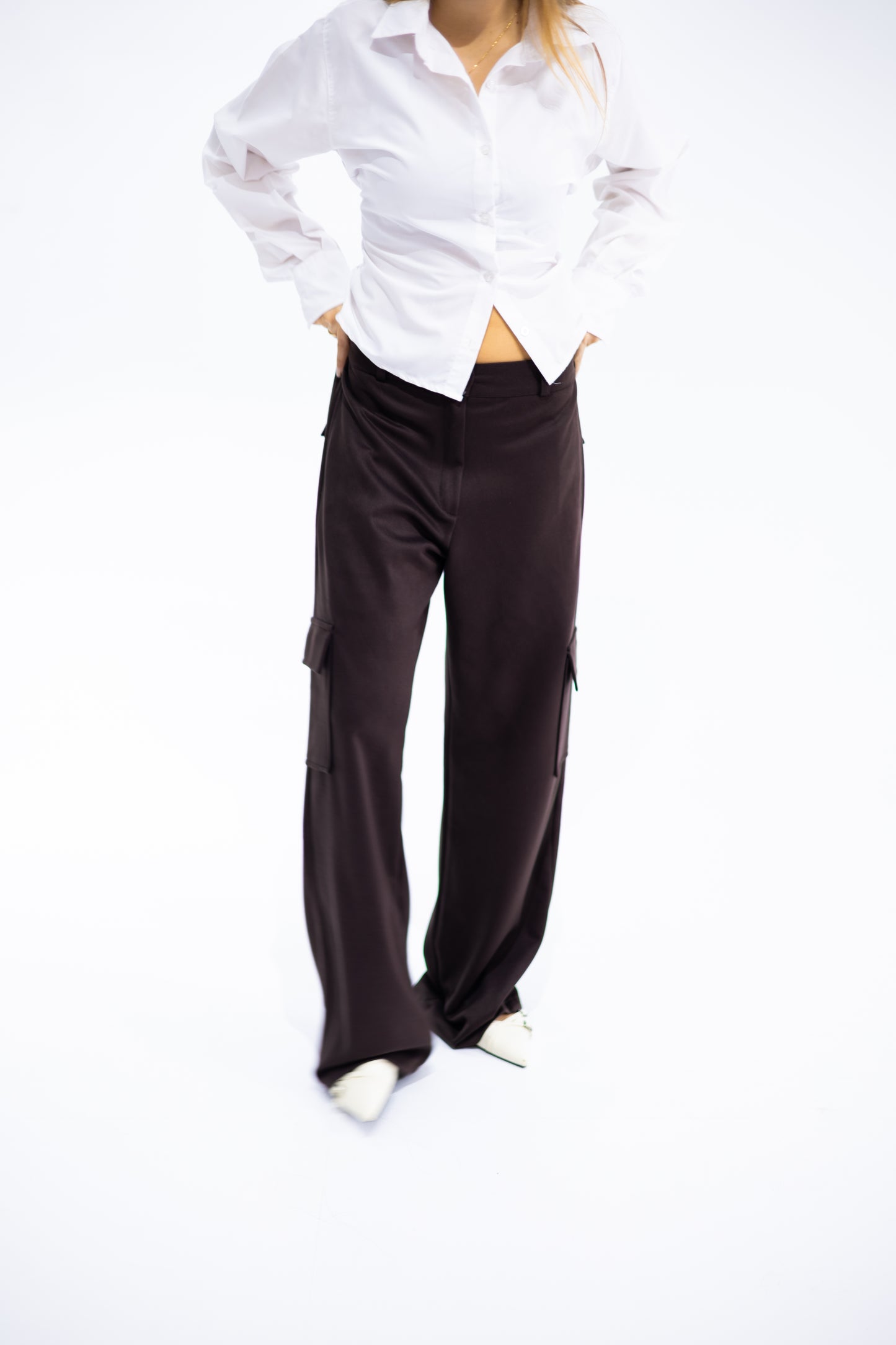 Soft Suede-Look Cargo Pants