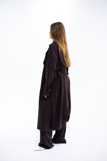 Double-Breasted Suede Trench Coat
