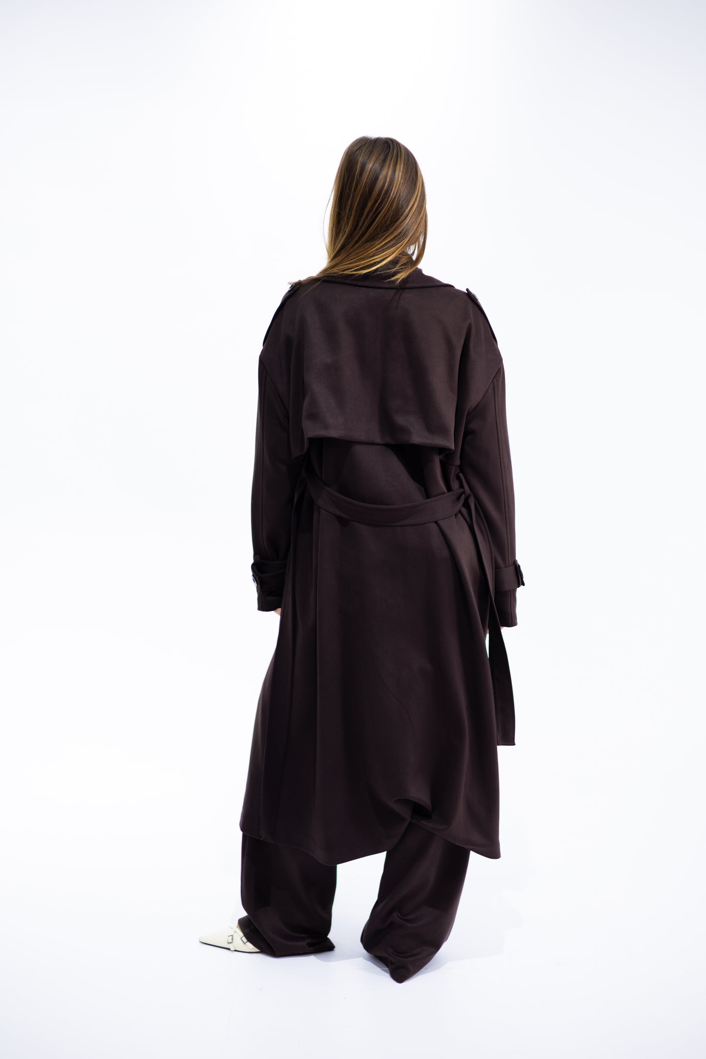 Double-Breasted Suede Trench Coat