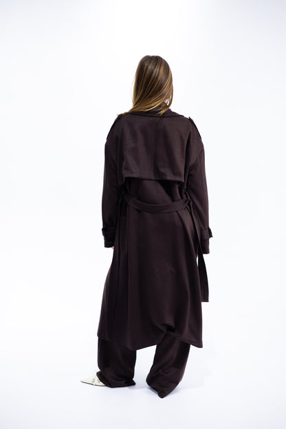 Double-Breasted Suede Trench Coat