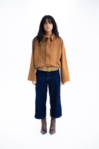 Brown Suede Bomber Jacket