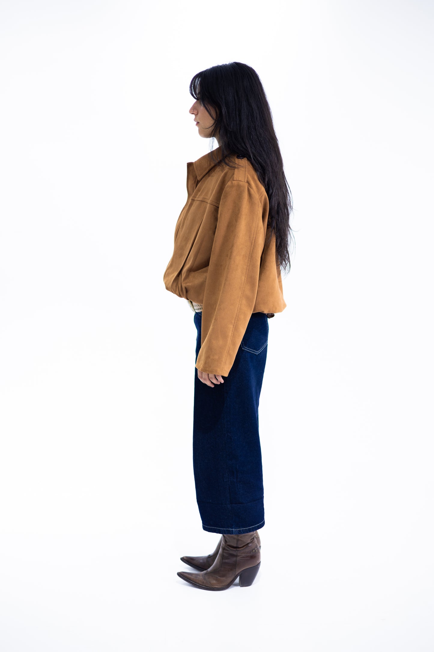 Brown Suede Bomber Jacket