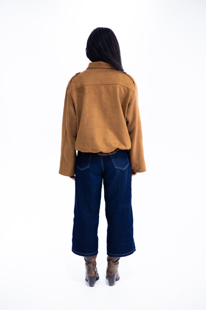 Brown Suede Bomber Jacket