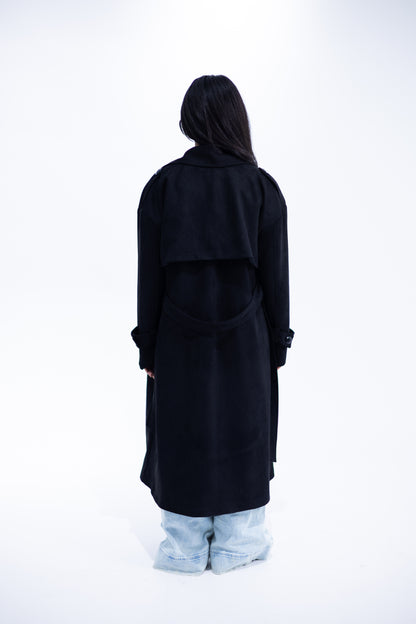 Double-Breasted Suede Trench Coat