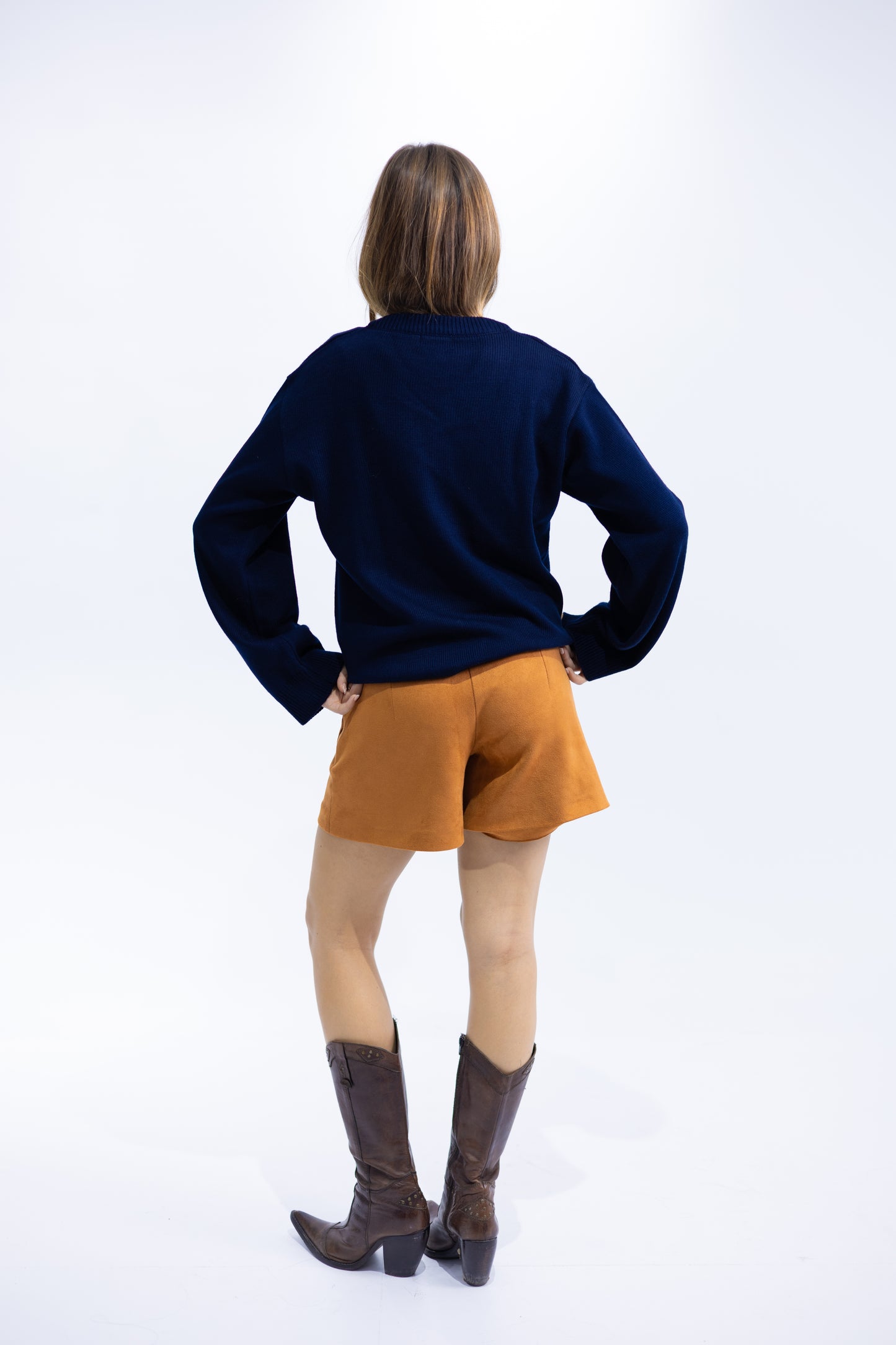 Navy V-Neck Knit Pullover