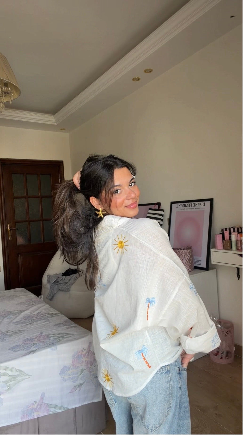 Sun & Palm Embroidered Linen Shirt