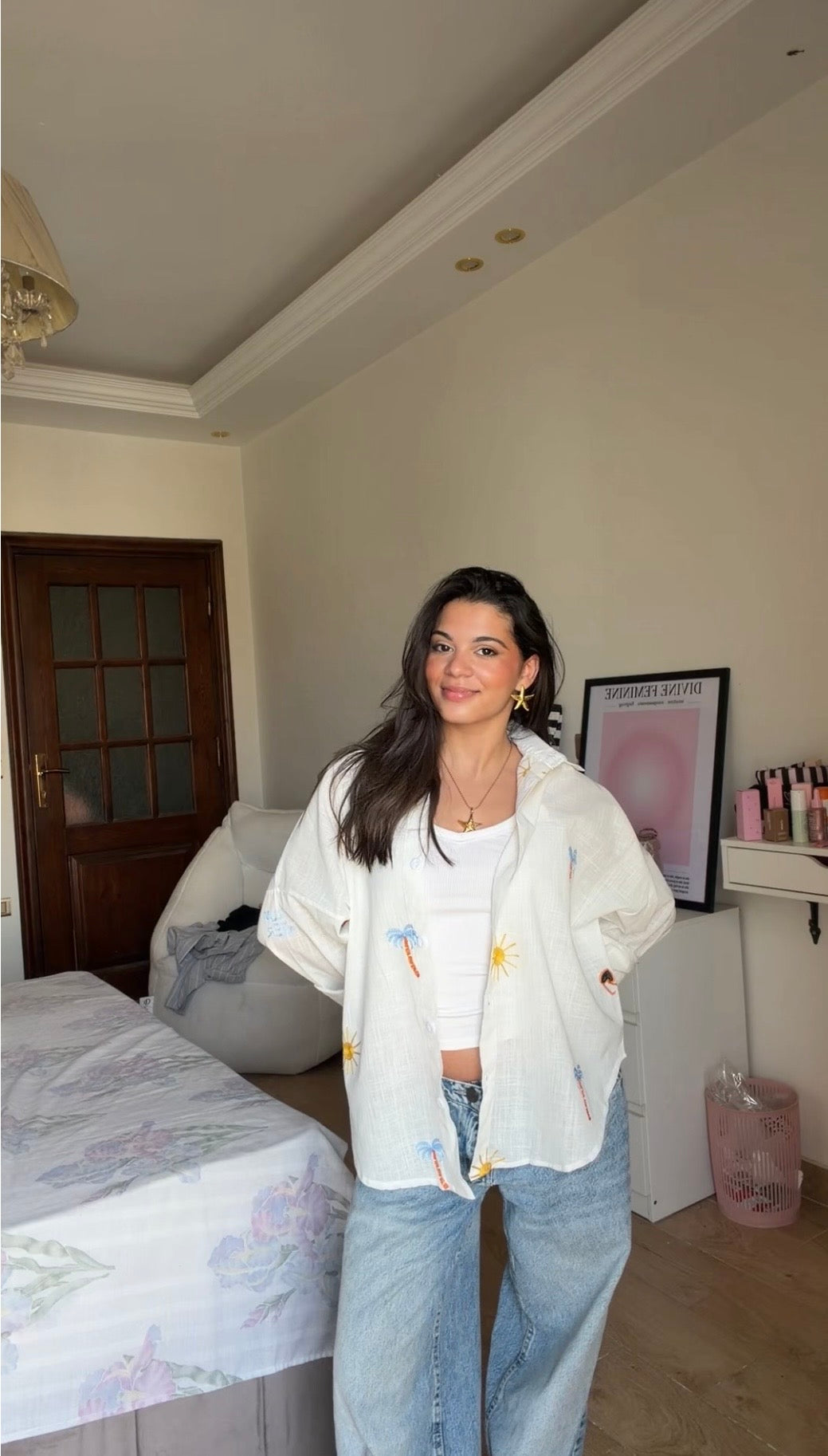 Sun & Palm Embroidered Linen Shirt
