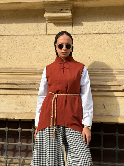 Orange Andalusia Chiffon Top