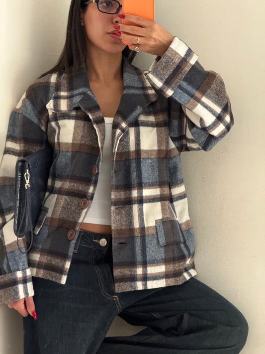 Blue Carreaux Checkered Jacket