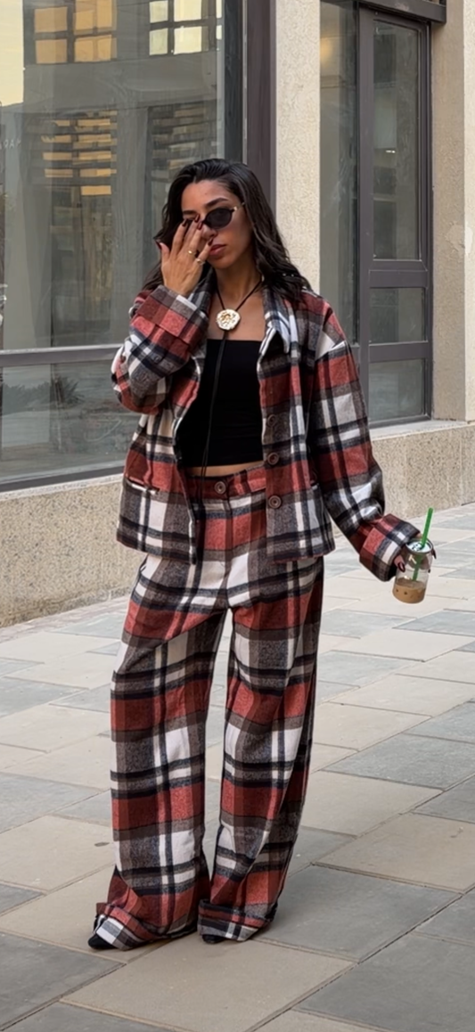 Orange Carreaux Checkered Pants