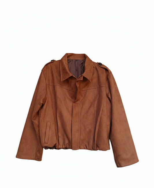 Brown Suede Bomber Jacket