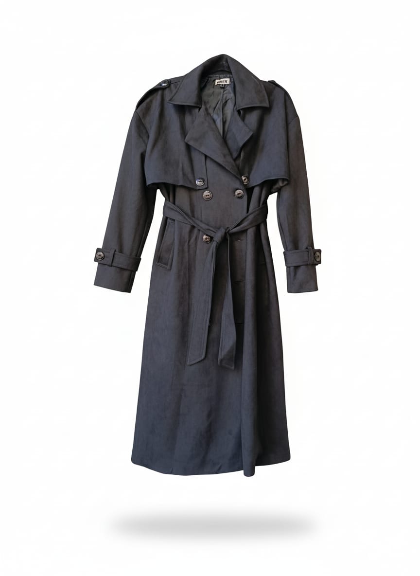 Double-Breasted Suede Trench Coat