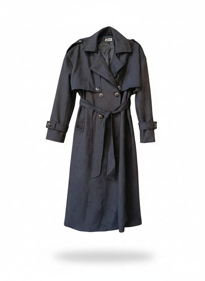 Double-Breasted Suede Trench Coat