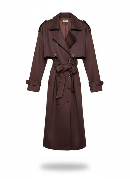 Double-Breasted Suede Trench Coat