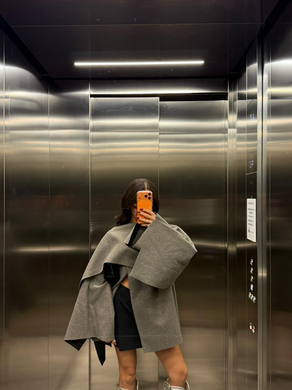 Grey Wool Scarf-Cape