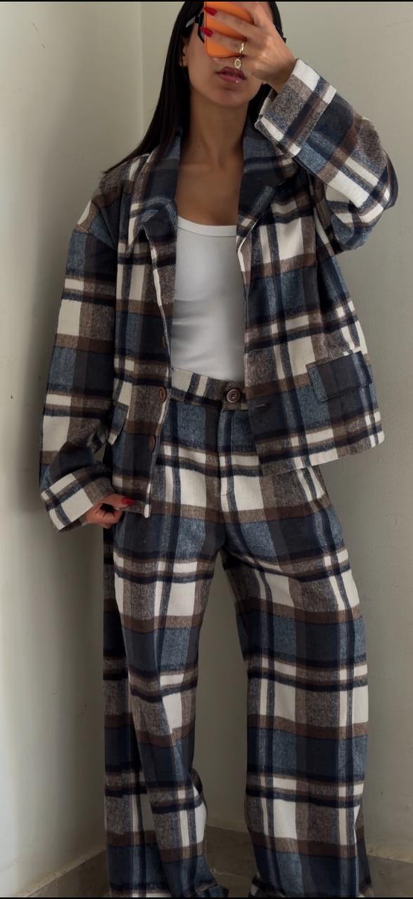 Blue Carreaux Checkered Pants