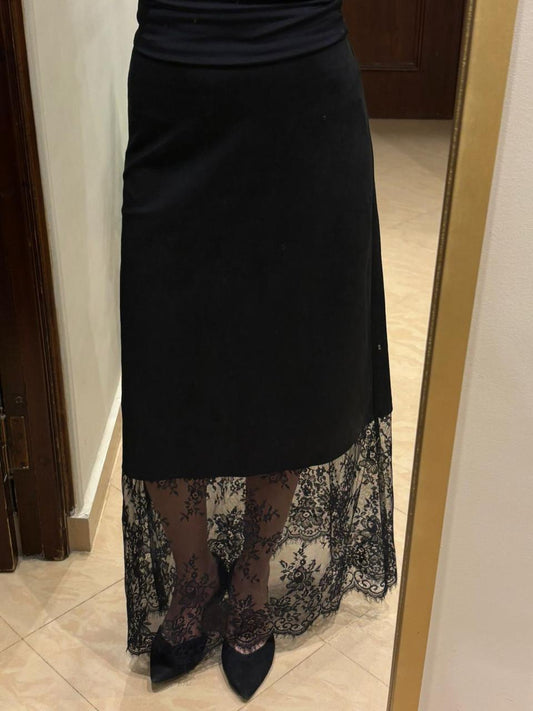 Black Full-Length Lace Skirt