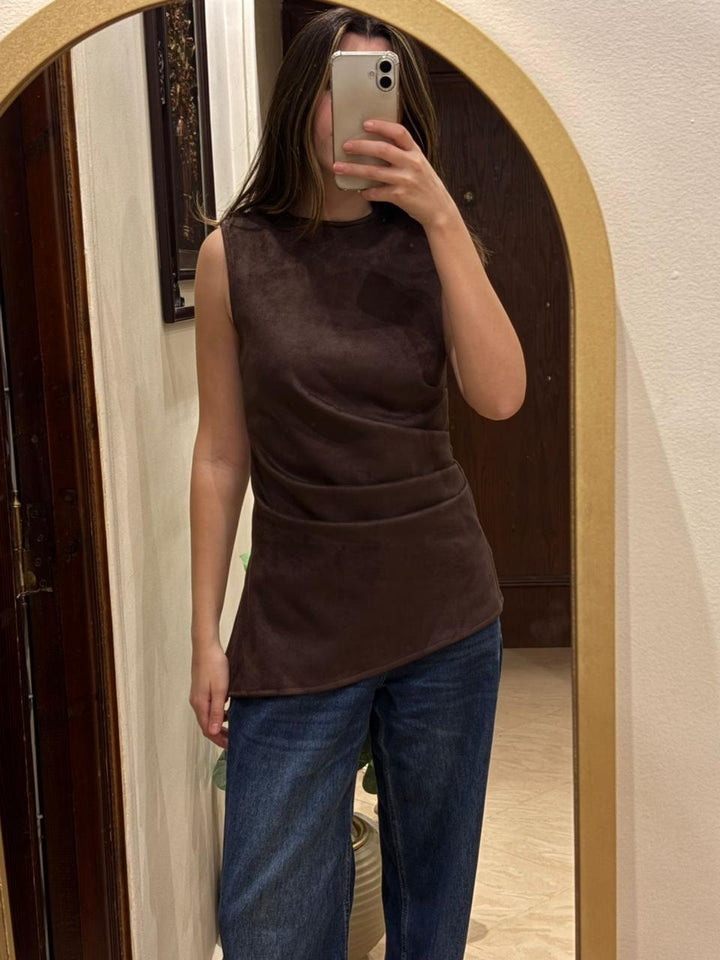 The Brown Evening Draped Top