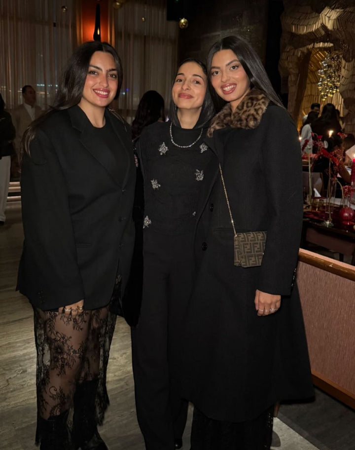 Noir Luxe Wool Coat with Fur Collar