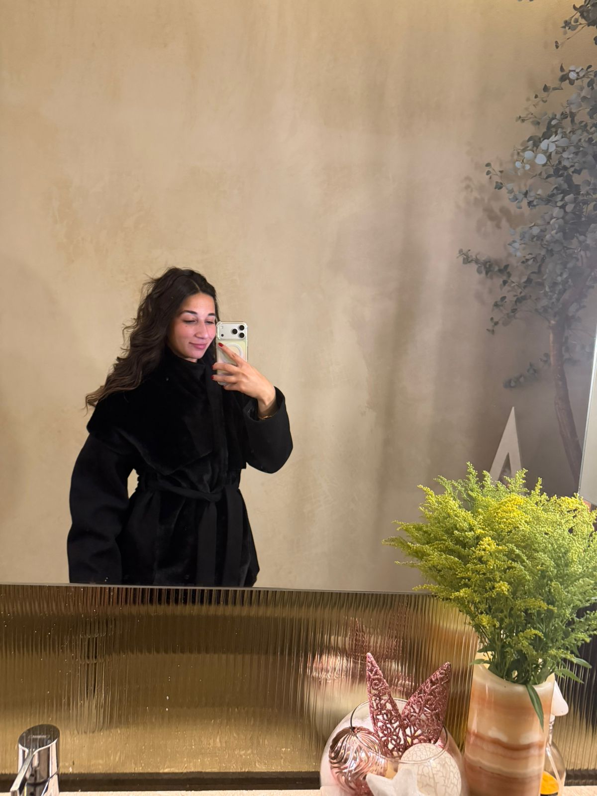 Velvet Shadow Wool-Fur Wrap Jacket