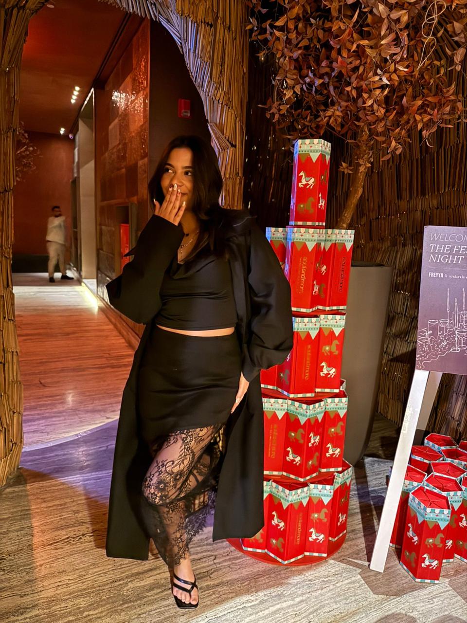 Black Mid Length Lace Skirt