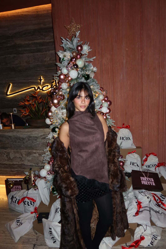 Brown Lace Asymmetrical Top