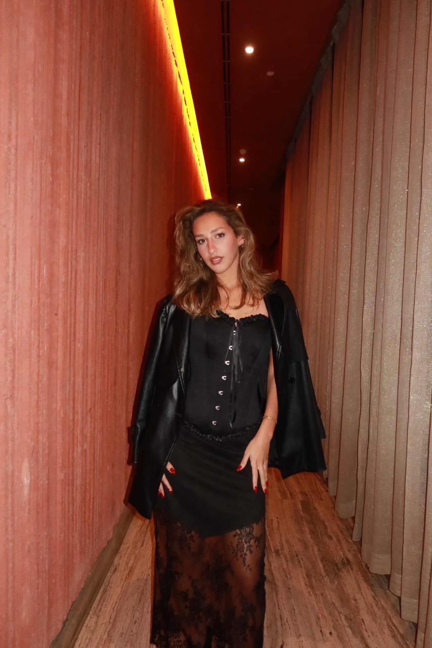 Black Mid Length Lace Skirt