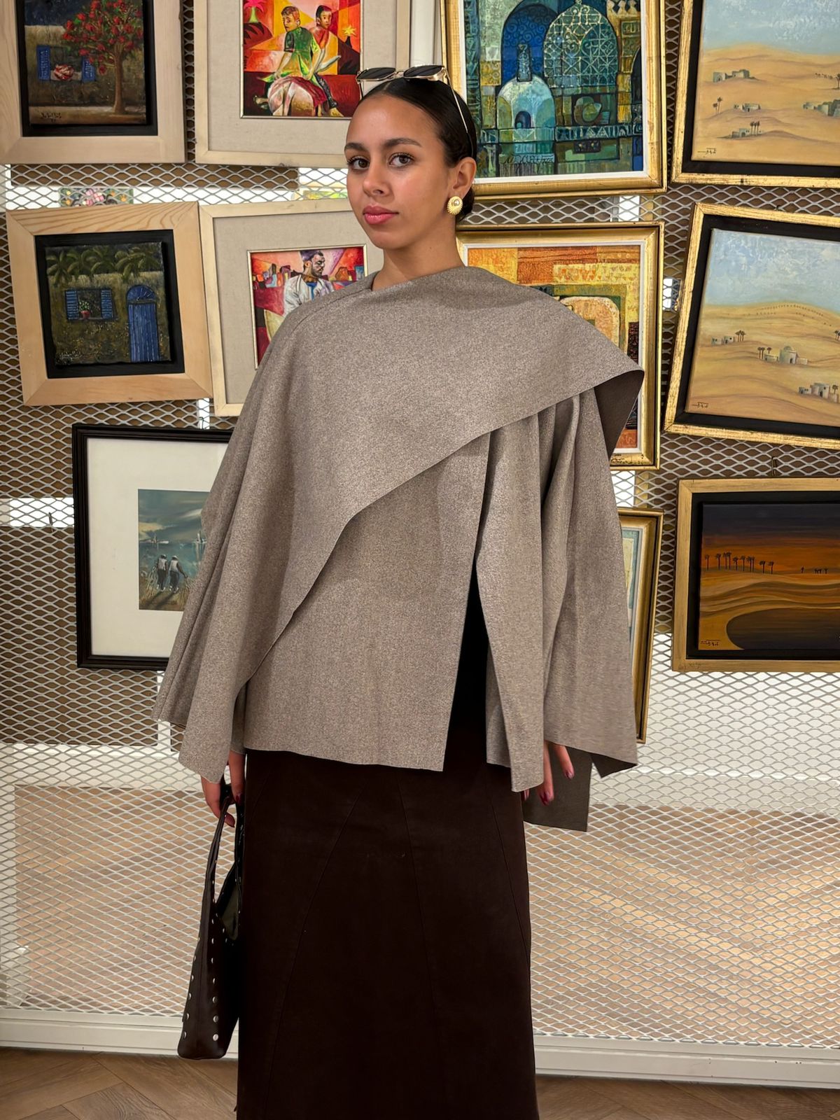 Grey Wool Scarf-Cape