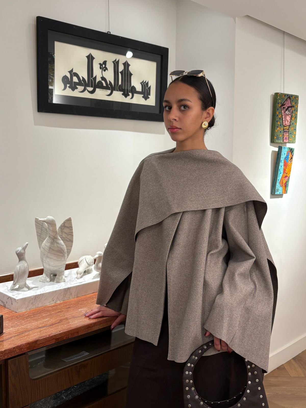 Grey Wool Scarf-Cape