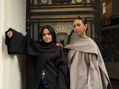 Black Wool Scarf-Cape