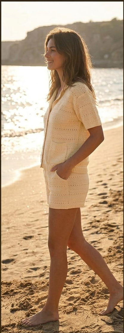 Yellow Pointelle Knit Co-Ord Set